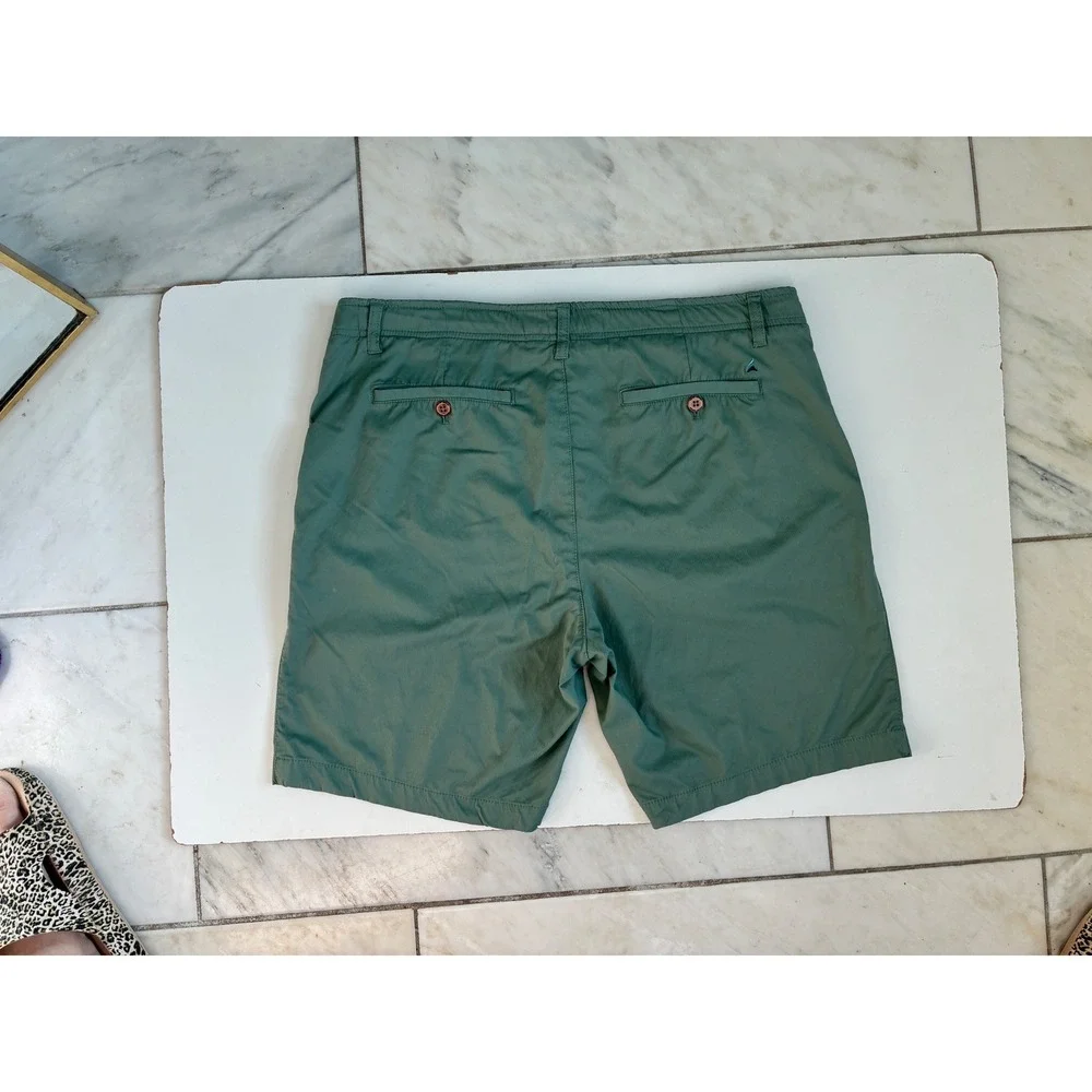 Tailor Vintage Greenwich Slim Fit Shorts Mens 36 Sage Green Comfort Stretch 8in